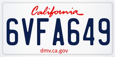 CA license plate 6VFA649