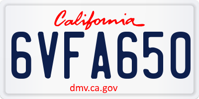 CA license plate 6VFA650