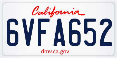 CA license plate 6VFA652
