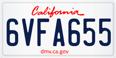 CA license plate 6VFA655
