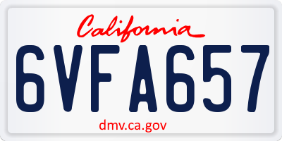 CA license plate 6VFA657