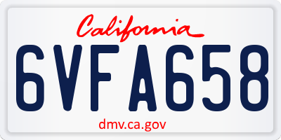 CA license plate 6VFA658