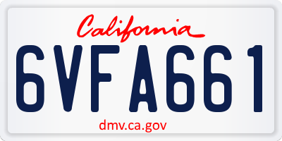 CA license plate 6VFA661