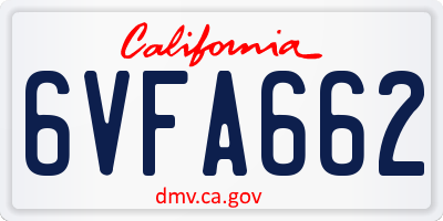 CA license plate 6VFA662
