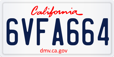 CA license plate 6VFA664
