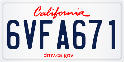 CA license plate 6VFA671