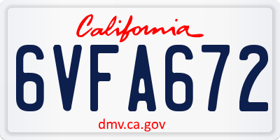 CA license plate 6VFA672
