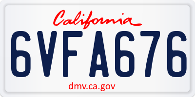 CA license plate 6VFA676