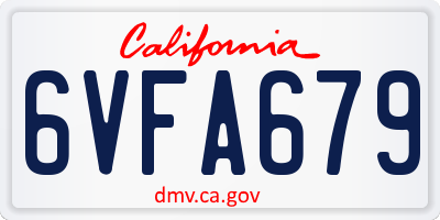CA license plate 6VFA679