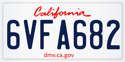 CA license plate 6VFA682