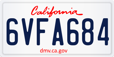 CA license plate 6VFA684