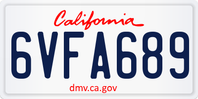 CA license plate 6VFA689