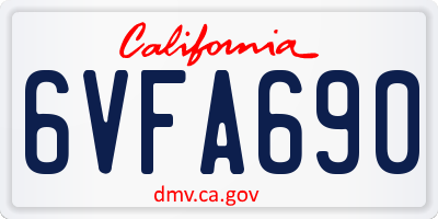 CA license plate 6VFA690