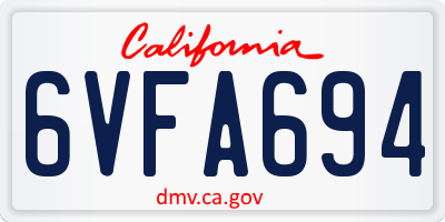 CA license plate 6VFA694