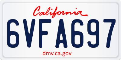 CA license plate 6VFA697