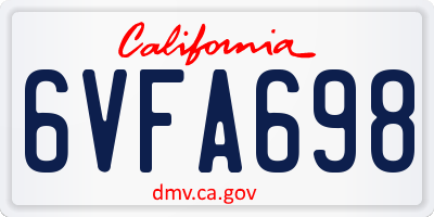 CA license plate 6VFA698