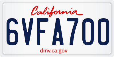 CA license plate 6VFA700