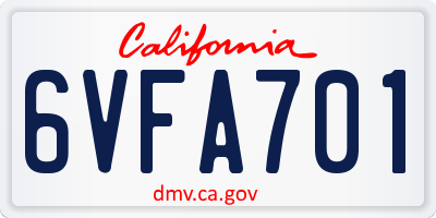 CA license plate 6VFA701