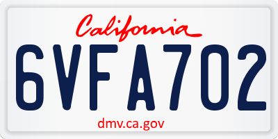 CA license plate 6VFA702