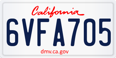 CA license plate 6VFA705