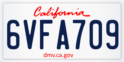 CA license plate 6VFA709