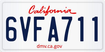 CA license plate 6VFA711