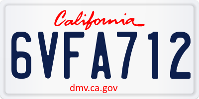 CA license plate 6VFA712