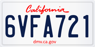 CA license plate 6VFA721