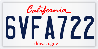 CA license plate 6VFA722