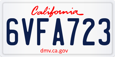 CA license plate 6VFA723
