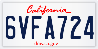 CA license plate 6VFA724