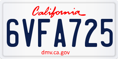 CA license plate 6VFA725