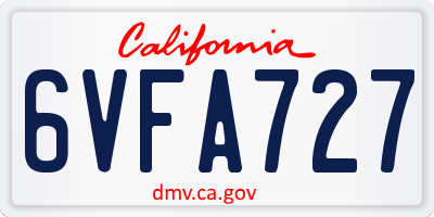 CA license plate 6VFA727