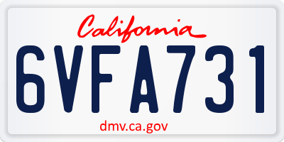 CA license plate 6VFA731