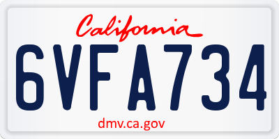 CA license plate 6VFA734
