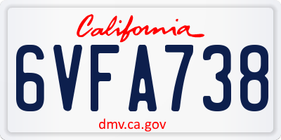 CA license plate 6VFA738