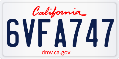 CA license plate 6VFA747