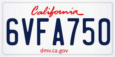 CA license plate 6VFA750