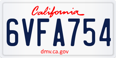 CA license plate 6VFA754