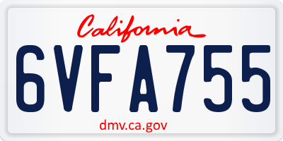 CA license plate 6VFA755
