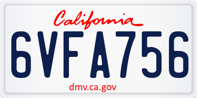 CA license plate 6VFA756