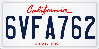 CA license plate 6VFA762