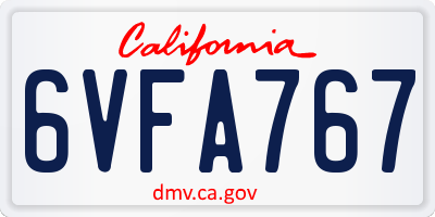 CA license plate 6VFA767