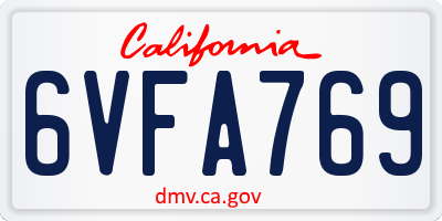 CA license plate 6VFA769