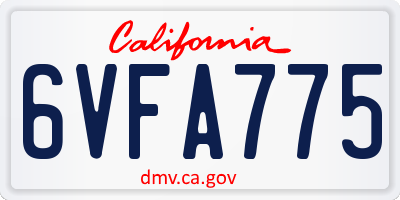 CA license plate 6VFA775