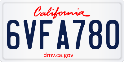 CA license plate 6VFA780
