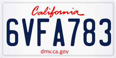 CA license plate 6VFA783