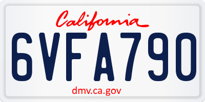CA license plate 6VFA790