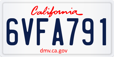 CA license plate 6VFA791