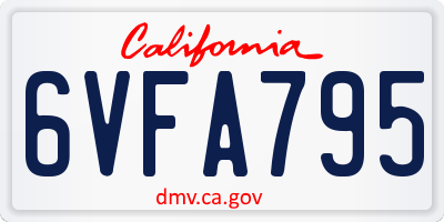 CA license plate 6VFA795